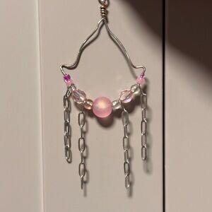 Elegant Pink and Silver Beaded Earrings